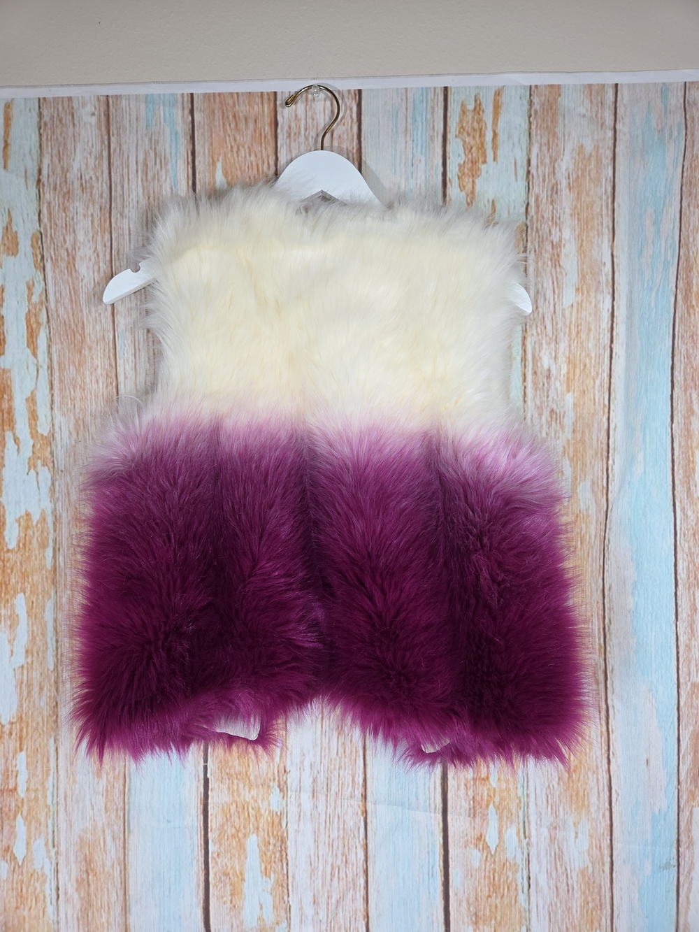 Jia Hui Jing Dian Purple Ombre Faux Fur Vest - Rave Festival Style - Picture 4 of 5